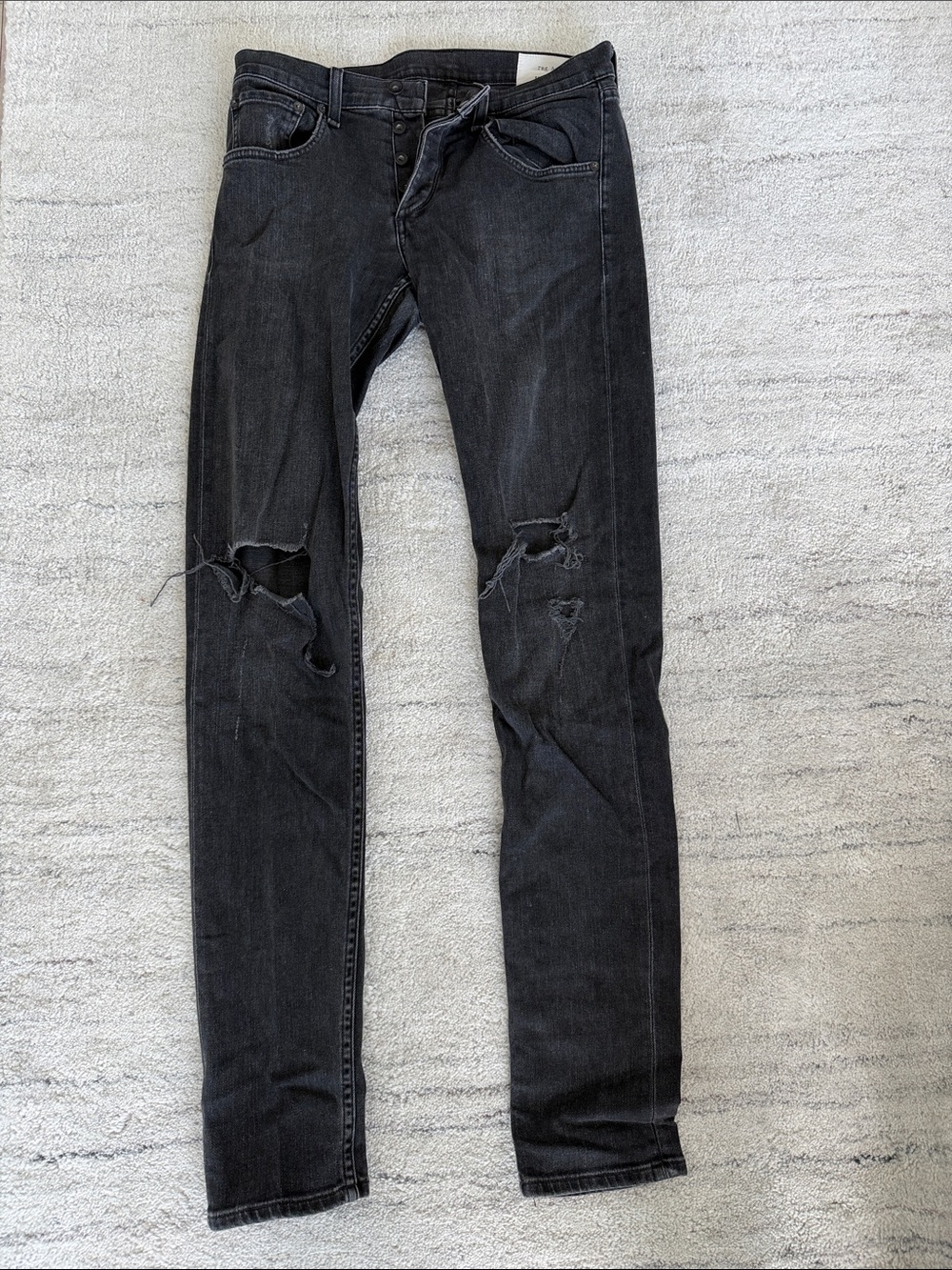 Rag & Bone Black Distressed Men's Skinny Jeans